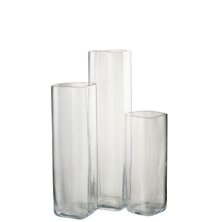 Vase droit en verre transparent 12x12x52 cm