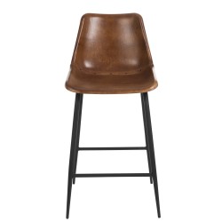 Tabouret de bar en cuir et métal marron 48x45x100 cm