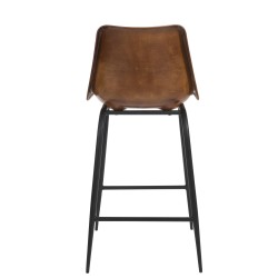 Tabouret de bar en cuir et métal marron 48x45x100 cm