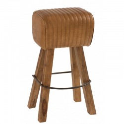 Tabouret en bois avec assise en cuir H40 cm