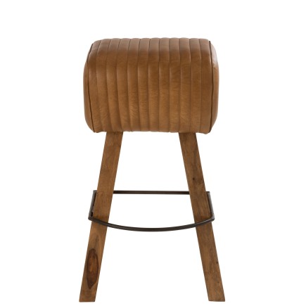 Tabouret de gymnastique en cuir marron 43x37x75 cm