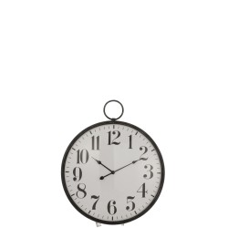 Reloj redondo bola vidrio metal negro Alt. 85 cm