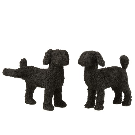 Set de 2 chiens en résine noir 21x12x21 cm