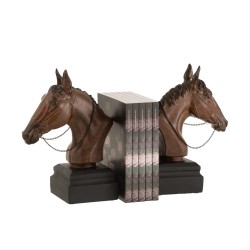 2 serre-livres cheval en résine marron 21.5x12x29 cm