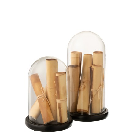 Cloche parchemin en verre beige 16x16x32 cm