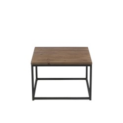 Mesa baja de madera marrón y metal negro 60x60x41 cm