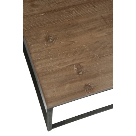 Mesa baja de madera marrón y metal negro 60x60x41 cm