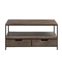 Mesa de salón de madera marrón y metal negro 120x50x60.5 cm