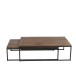 SET DE 2 TABLES DE SALON BOIS/METAL MARRON+NOIR