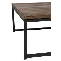 SET DE 2 TABLES DE SALON BOIS/METAL MARRON+NOIR