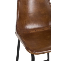 Tabouret de bar en cuir et métal marron 48x45x100 cm