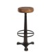 Tabouret de bar en cuir et métal marron 36x36x80 cm