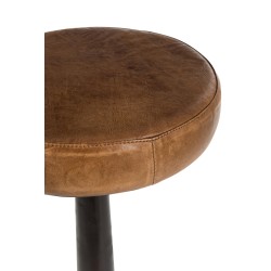 Tabouret de bar en cuir et métal marron 36x36x80 cm