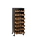 ARMOIRE A ROULETTES 7 TIROIRS POUR BOUTEILLES DE VIN METAL/BOIS NATUREL