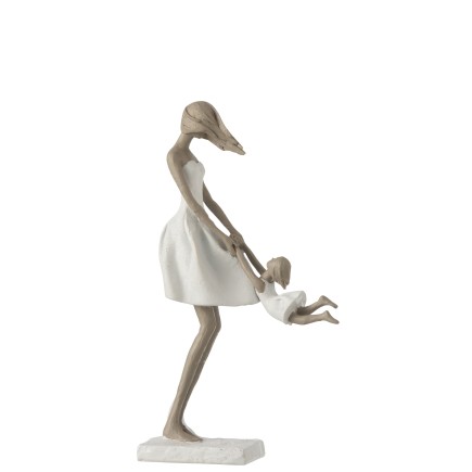 Figurine mère avec enfant en résigne blanche 18x8x31cm