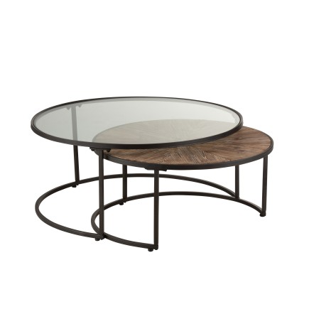 SET DE 2 TABLES GIGOGNES RONDES METAL NOIR