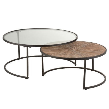 SET DE 2 TABLES GIGOGNES RONDES METAL NOIR