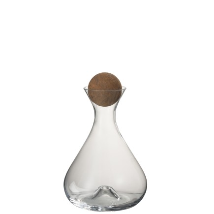 Carafe avec bouchon en liège rond en verre transparent H2!cm