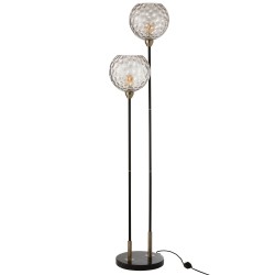 Lampe sur pied sans abat jour marbre noir et métal 140x30cm