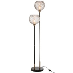 Lampe sur pied sans abat jour marbre noir et métal 140x30cm