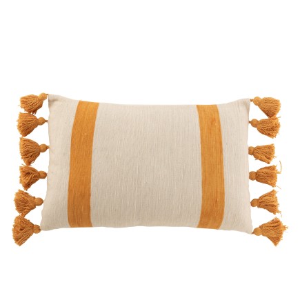 Coussin rectangulaire en Textile Blanc et Ocre 60x40x10cm