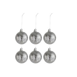 BOITE DE 6 BOULE DE NOEL TACHE VERRE ARGENT SMALL