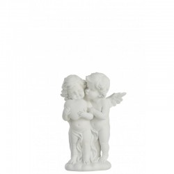 Couple d’ange calin en résine blanc 16x10x23 cm