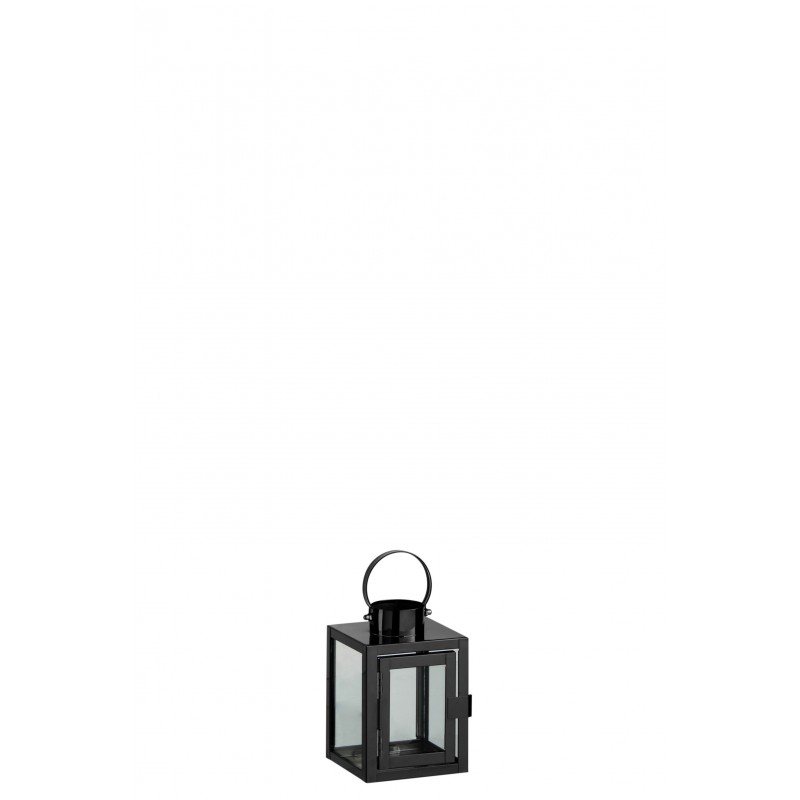 Lanterne carrée en Verre et métal gris 10,5x10x15,5cm