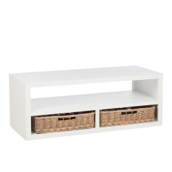 Table De Salon Rectangulaire + 2 Paniers Bois Blanc