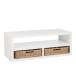 TABLE DE SALON RECTANGULAIRE + 2 PANIERS BOIS BLANC