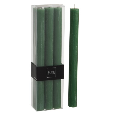 Boite de 6 bougies 13H en Paraffine vert 7x4.5x24 cm