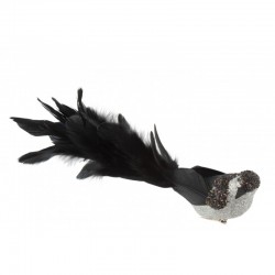 Pájaro de plumas negras con clip de 27.5x7x12 cm
