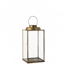 Lámpara cuadrada de metal bronce de 23x23x48 cm
