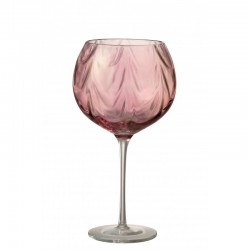 Verre à vin irrégulier en verre rose H21cm