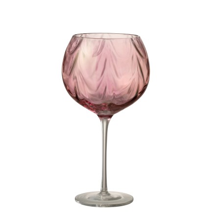 Verre à vin irrégulier en verre rose H21cm