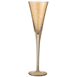 Flute à champagne en verre irrégulier ambré H28cm