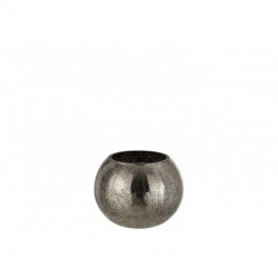 Photophore boule en verre gris 15x15x12.5 cm