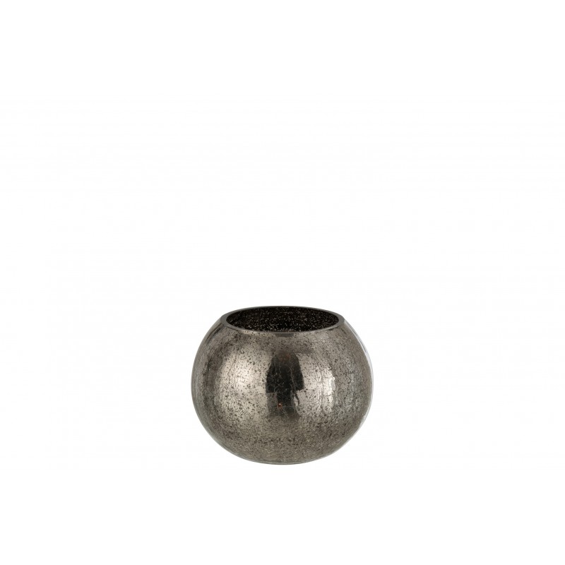 Photophore boule en verre gris 15x15x12.5 cm