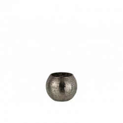 Portavelas bola de vidrio gris 12x12x10 cm