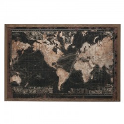 Marco de mapa del mundo con luz LED de madera marrón - negro 175x5x116 cm