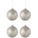 Boite de 4 boules de Noël en verre argent 10x10x10 cm