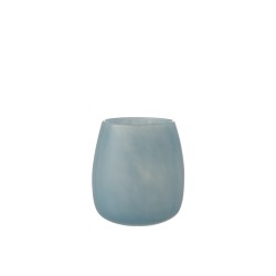 Vase rond en verre bleu H20 cm