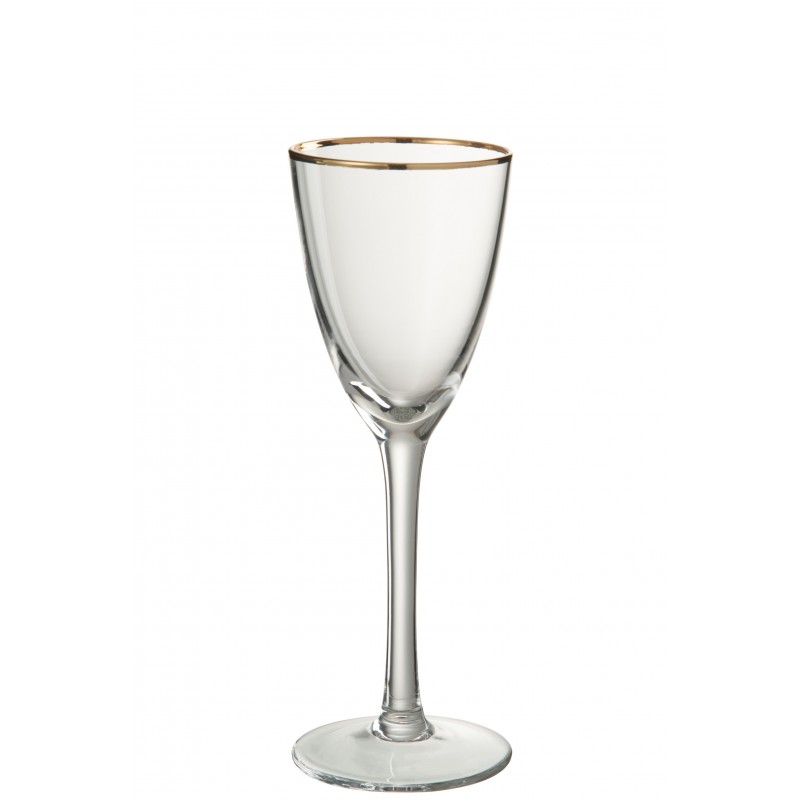 Vaso de vino con borde fino dorado de vidrio transparente H22cm