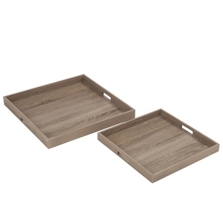 Set de 2 plateaux en bois naturel 50x50x5 cm