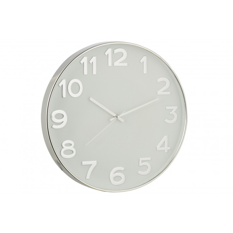 Horloge murale chiffres arabes blanc et argenté 39 cm