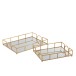 SET DE 2 PLATEAU RECTANGULAIRE MIROIR FER OR