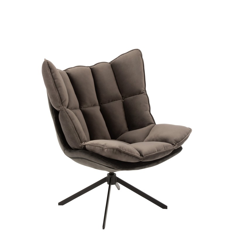 Fauteuil relax en tissu gris 92x78x73cm