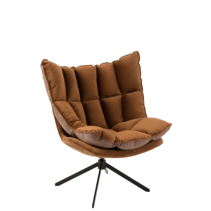 Fauteuil relax en tissu marron 92x78x73cm