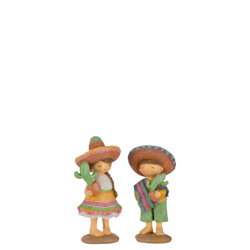 Figurine décoration couple mexicain en résine 16x8x7 cm