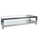 TABLE SALON ACIERIER INOXYDABLE/VERRE ARGENT